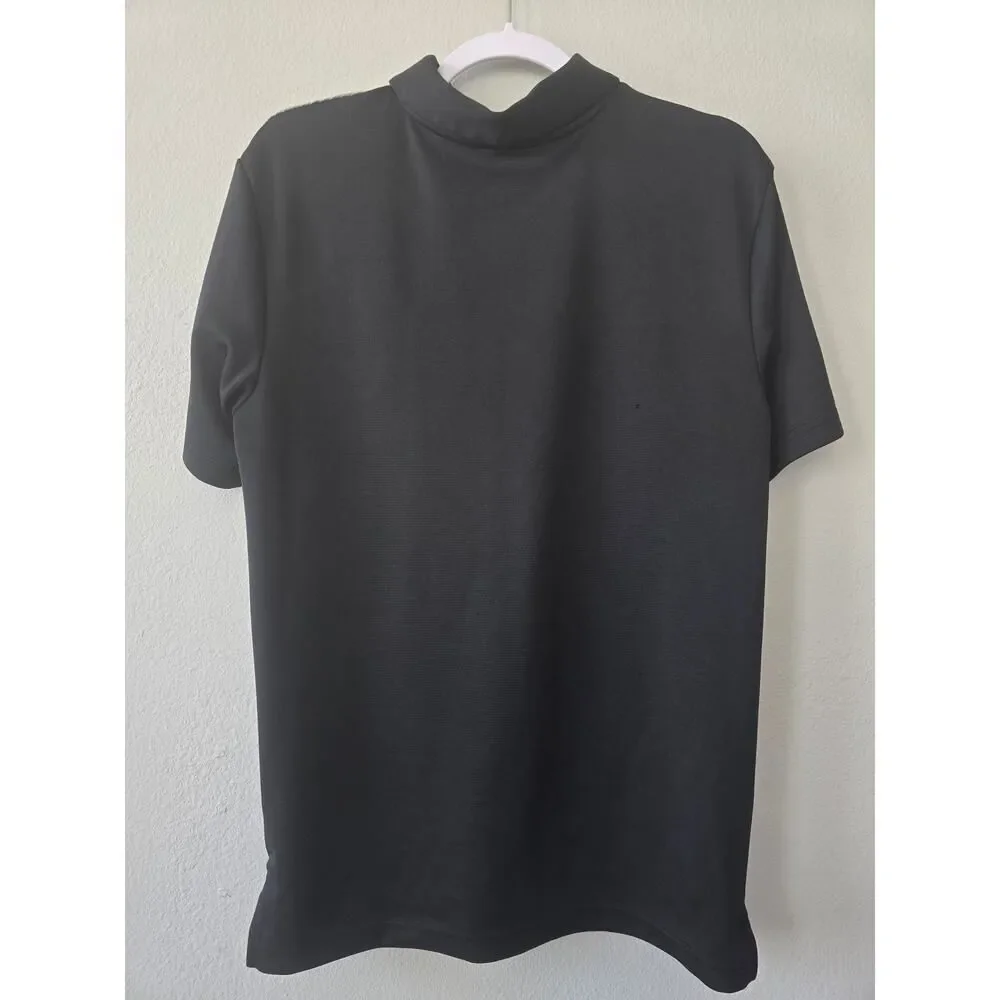 Adidas Golf Polo Shirt Mens Small Black Gray Striped Performance Comfort Casual